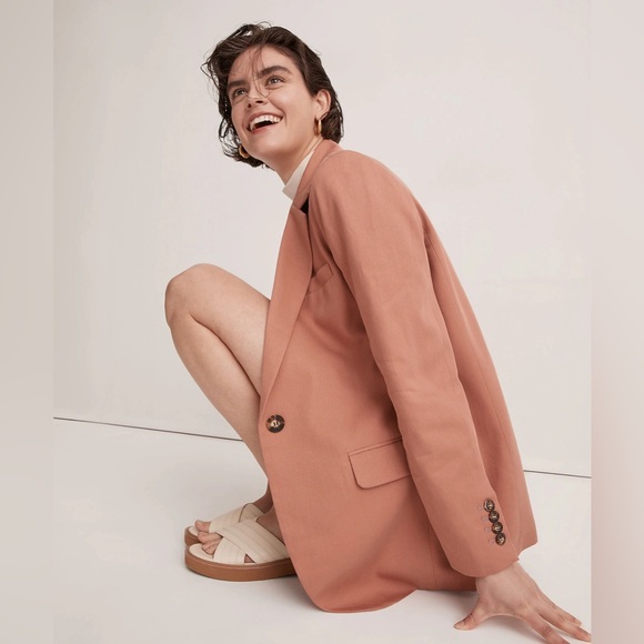NWOT MADEWELL Size L The Larsen Blazer in Drapeweave - Dried Rose - Picture 4 of 5